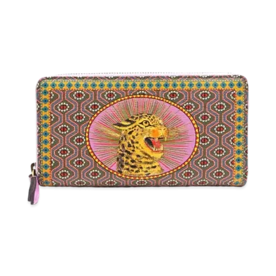 GUCCI Round Zipper Gucci Garden Bat Leopard Leather "Multi"
