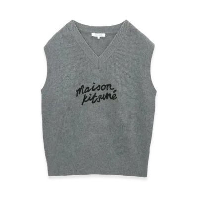 Maison Kitsune Handwriting Oversize Vest "Dark Gray"