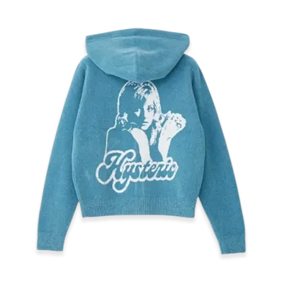 HYSTERIC GLAMOUR Hysteric Girl Knit Hoodie Women "Blue"
