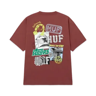 HUF Summer Splash Collection Mash Up Tee "Burgundy"