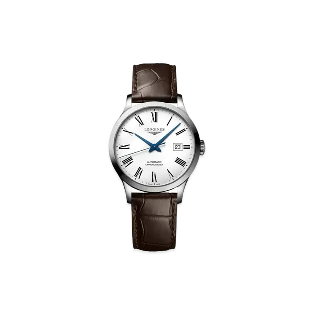 Longines Record Collection 30.00 mm "Matte White/Stainless Steel/Brown" L2.321.4.11.2