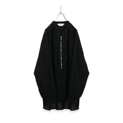 ANCELLM Crepe Half Zip Shirt "Black"
