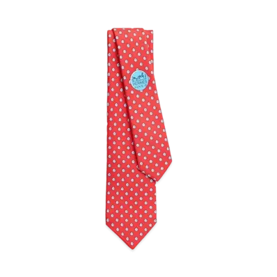 Hermes Silk Twill Tie 7 cm Polka Hose "Rouge/Ciel"
