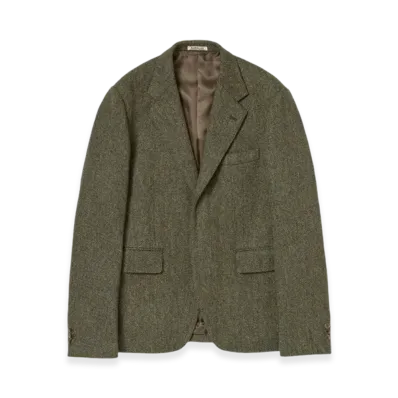 AURALEE British Wool Tweed Over Jacket "Olive Tweed"