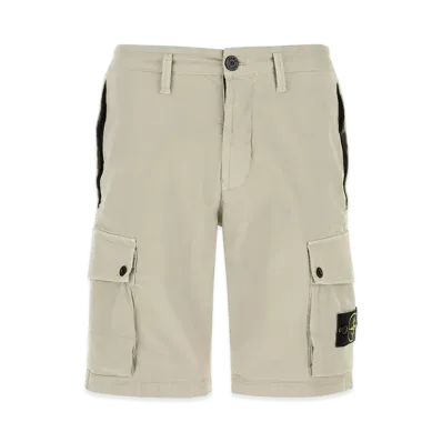 Stone Island Cargo Bermuda Shorts In Stretch Organic Cotton Twill "Grey"