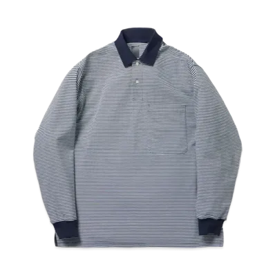 DAIWA PIER39 Tech Polo Shirts L/S "White x Navy Border"