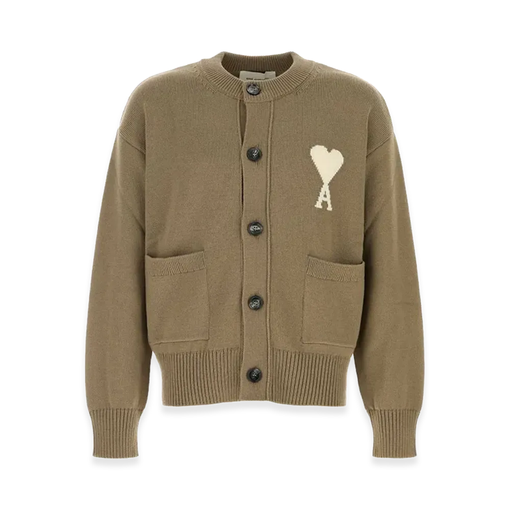 AMI PARIS Wool Blend Cardigan "Cappuccino/Beige"