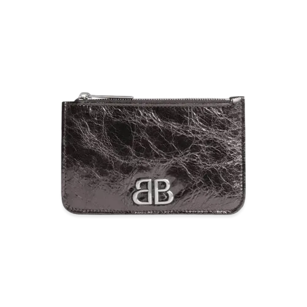 BALENCIAGA Monaco Long Coin and Card Holder Metallized "Dark Grey"