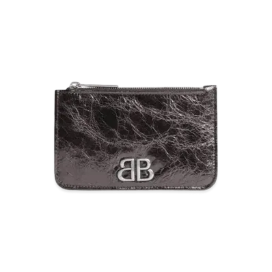 BALENCIAGA Monaco Long Coin and Card Holder Metallized "Dark Grey"
