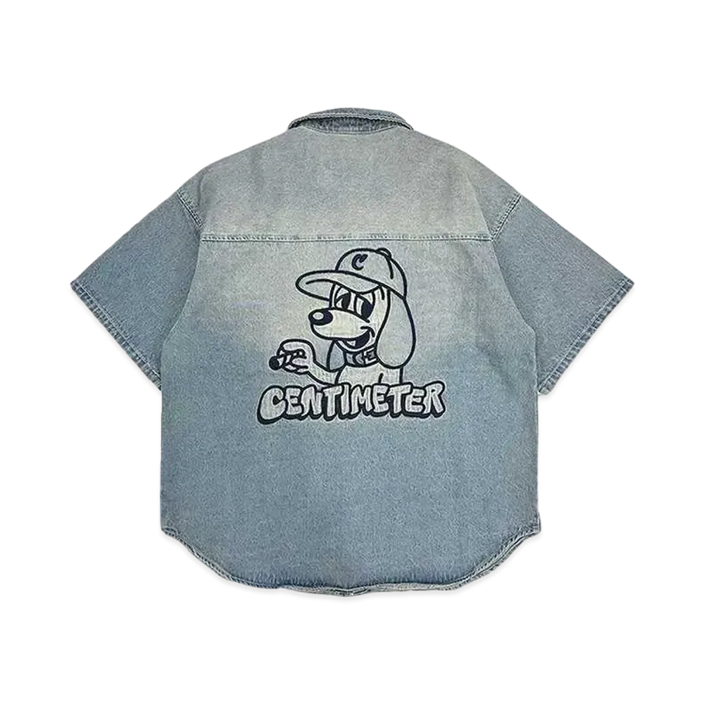 centimeter CMT ruler washed denim shirt "Light Blue"