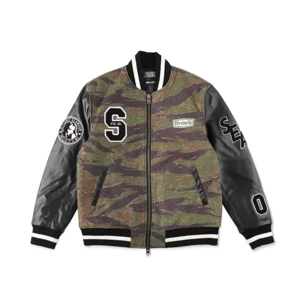 WIND AND SEA x HYSTERIC GLAMOUR Varsity Jacket "Camo"