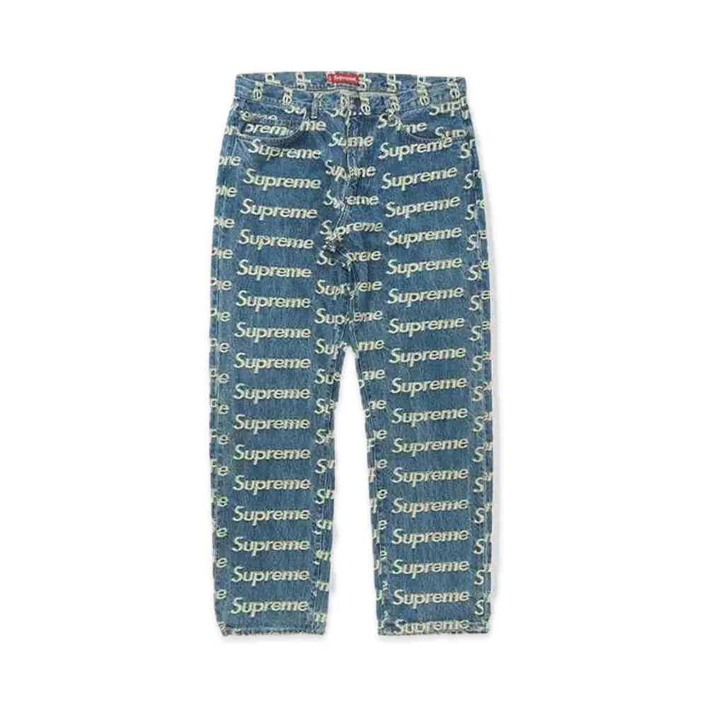Supreme Frayed Logos Regular Jean "Blue"