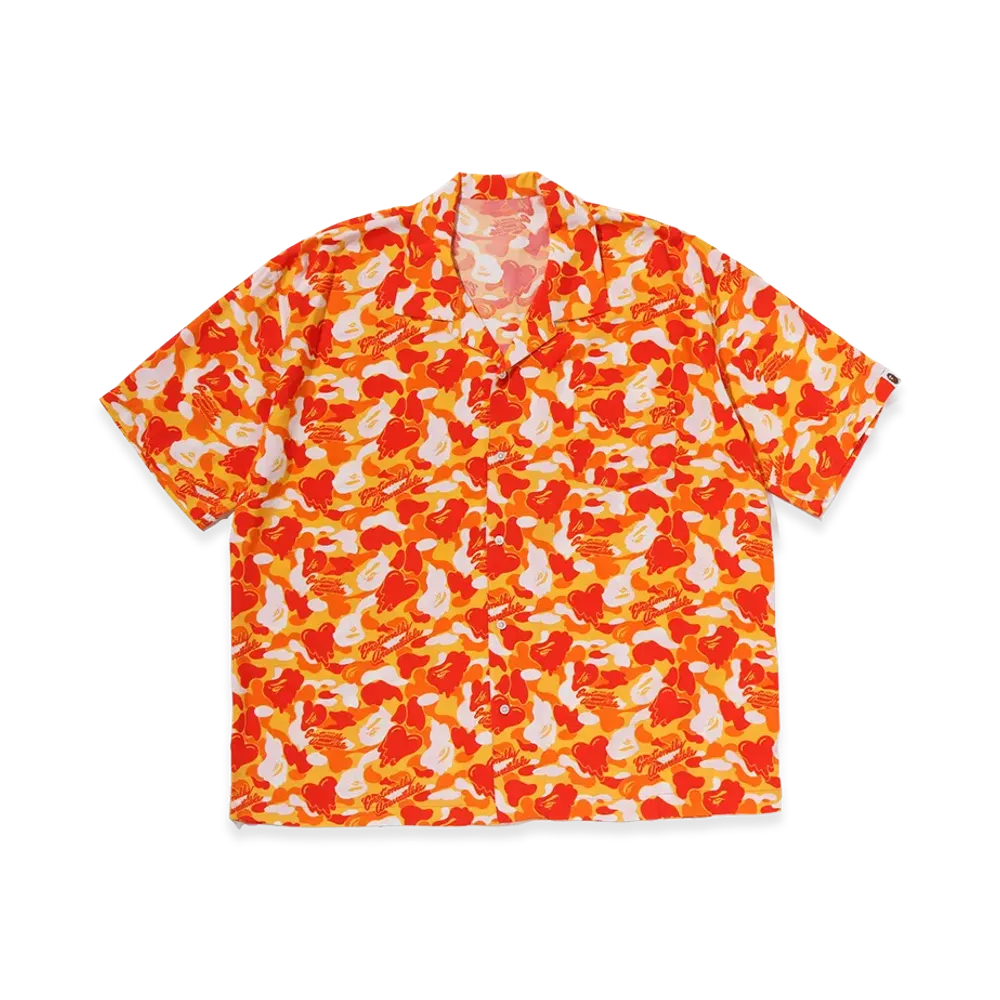 A BATHING APE x EMOTIONALLY UNAVAILABLE Open Collar SS Shirt "Orange"