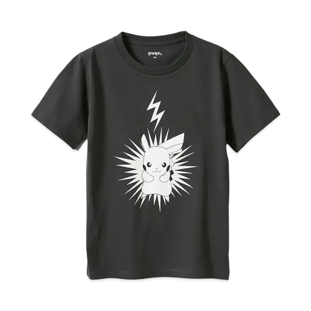 graniph x Pokemon Pikachu Lightning Kids T-Shirt "Sumikuro"