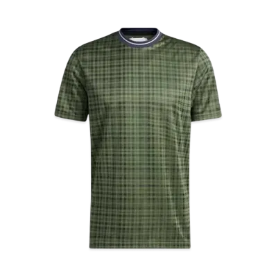 adidas Adicross Tartan Check Short Sleeve Crewneck Shirt "Natural Green S10/Trace Blue"