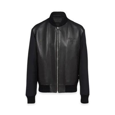 PRADA Wool Leather Blouson "Anthracite Gray"