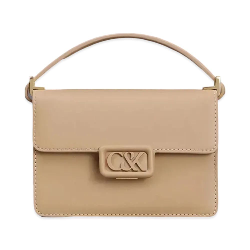 CHARLES & KEITH L'INITIAL Leather Boxy Bag "Nude"