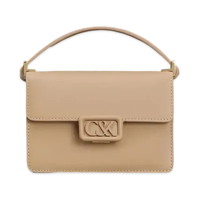 CHARLES & KEITH L'INITIAL Leather Boxy Bag "Nude"