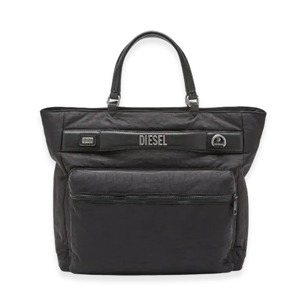 Diesel Logos Briefcase Logos-Briefcase In Washed Nylon "Black"