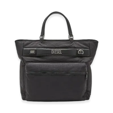 Diesel Logos Briefcase Logos-Briefcase In Washed Nylon "Black"
