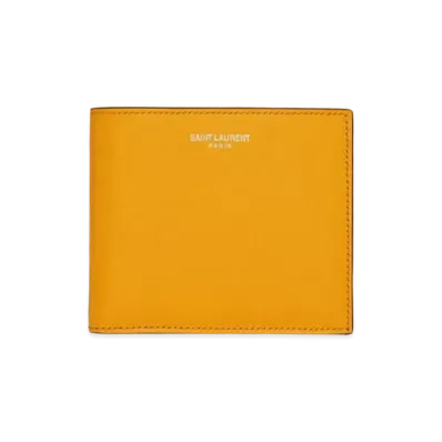 Saint Laurent East/West Wallet In Grain De Poudre Embossed Leather "Dark Jaune"
