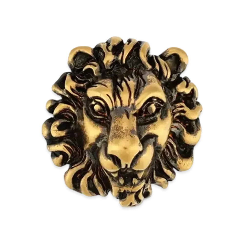 GUCCI Lion Head Brooch "Gold"