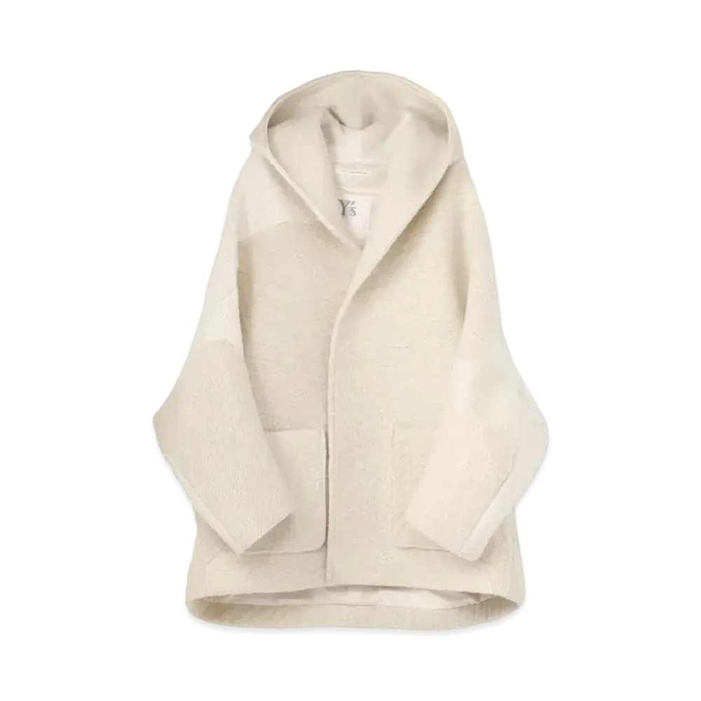 Yohji Yamamoto Y's ALAN KNIT NEEDLE PUNCH HOODED COAT "White"