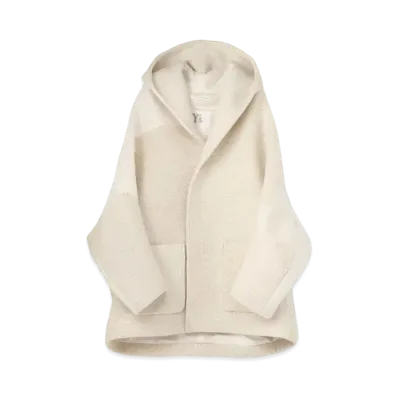Yohji Yamamoto Y's ALAN KNIT NEEDLE PUNCH HOODED COAT "White"