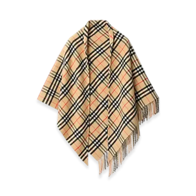 Burberry Check Wool Cashmere Cape "Sand"