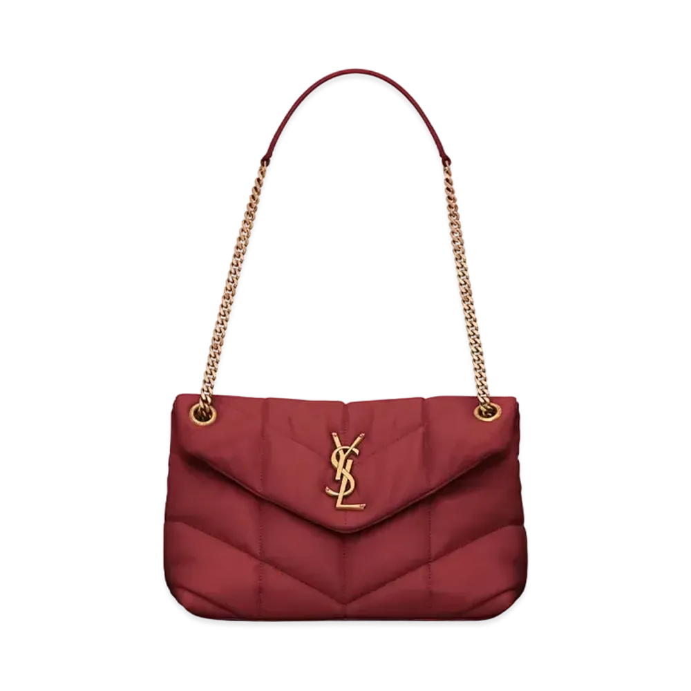 Saint Laurent Puffer Small Bag In Quilted Lambskin "Vinyle Shiny Red"