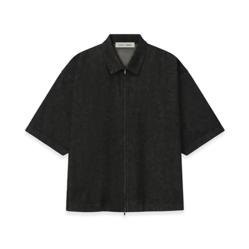 FEAR OF GOD ESSENTIALS Denim Full Zip Work Shirt "Vintage Black"