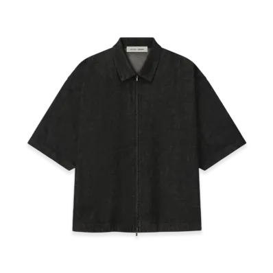 FEAR OF GOD ESSENTIALS Denim Full Zip Work Shirt "Vintage Black"
