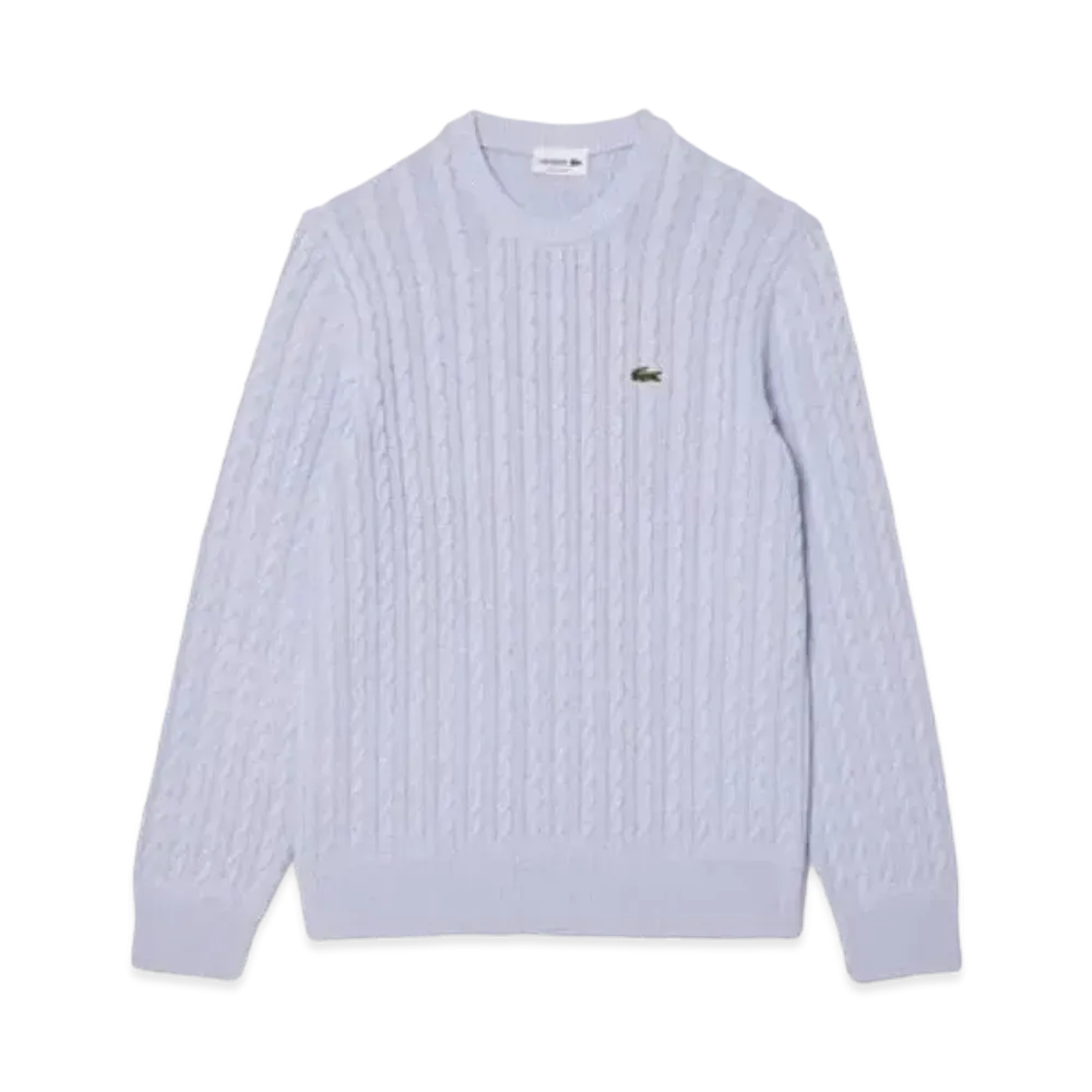 LACOSTE Cable Knit Sweater "Light Blue"