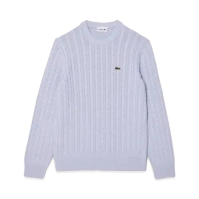 LACOSTE Cable Knit Sweater "Light Blue"