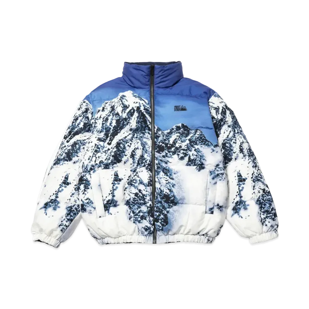 FIRST DOWN Ex. MOUNTAIN PRINT REVERSIBLE DOWN JACKET "Navy"