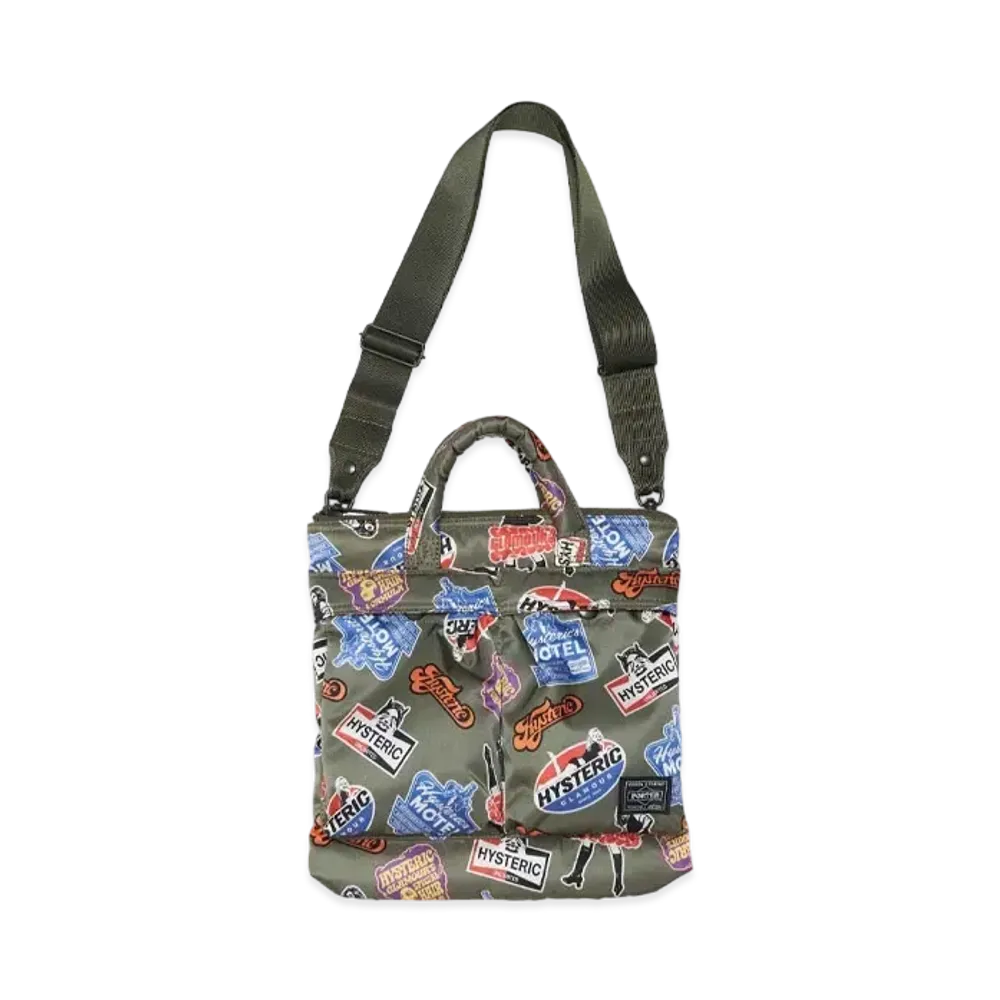 HYSTERIC GLAMOUR x PORTER Classic Stickers Pattern 2way Mini Helmet Bag "Khaki"