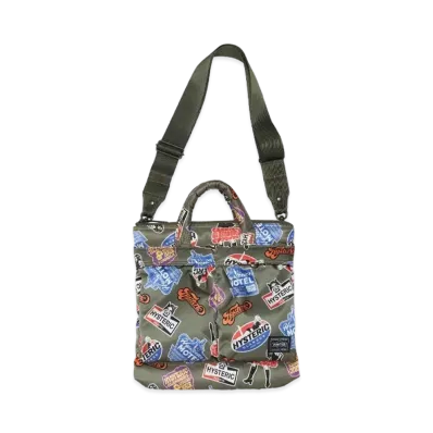 HYSTERIC GLAMOUR x PORTER Classic Stickers Pattern 2way Mini Helmet Bag "Khaki"