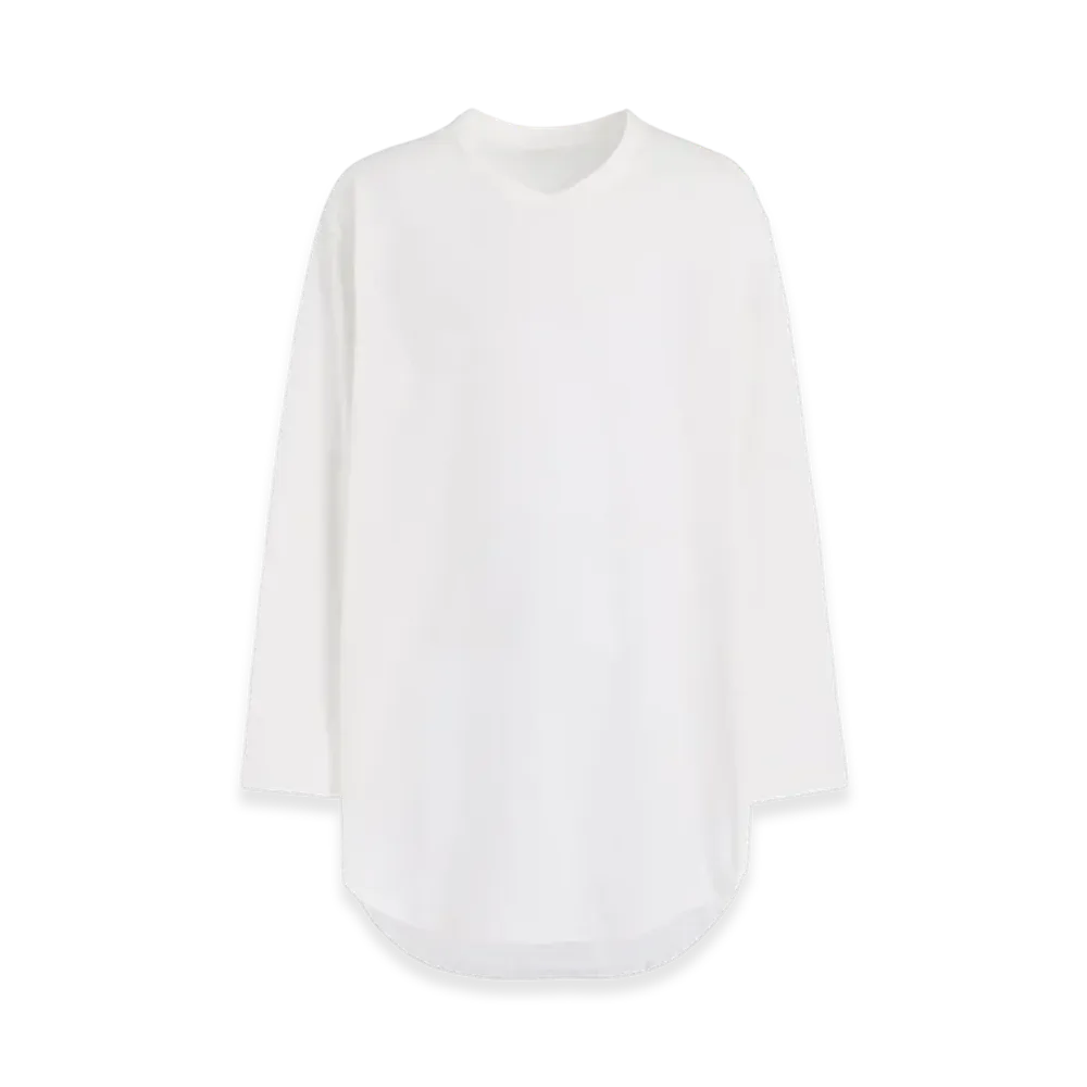 Ground Y Cotton Jersey Hem Round Jumbo T-Shirt Long Sleeves "White"