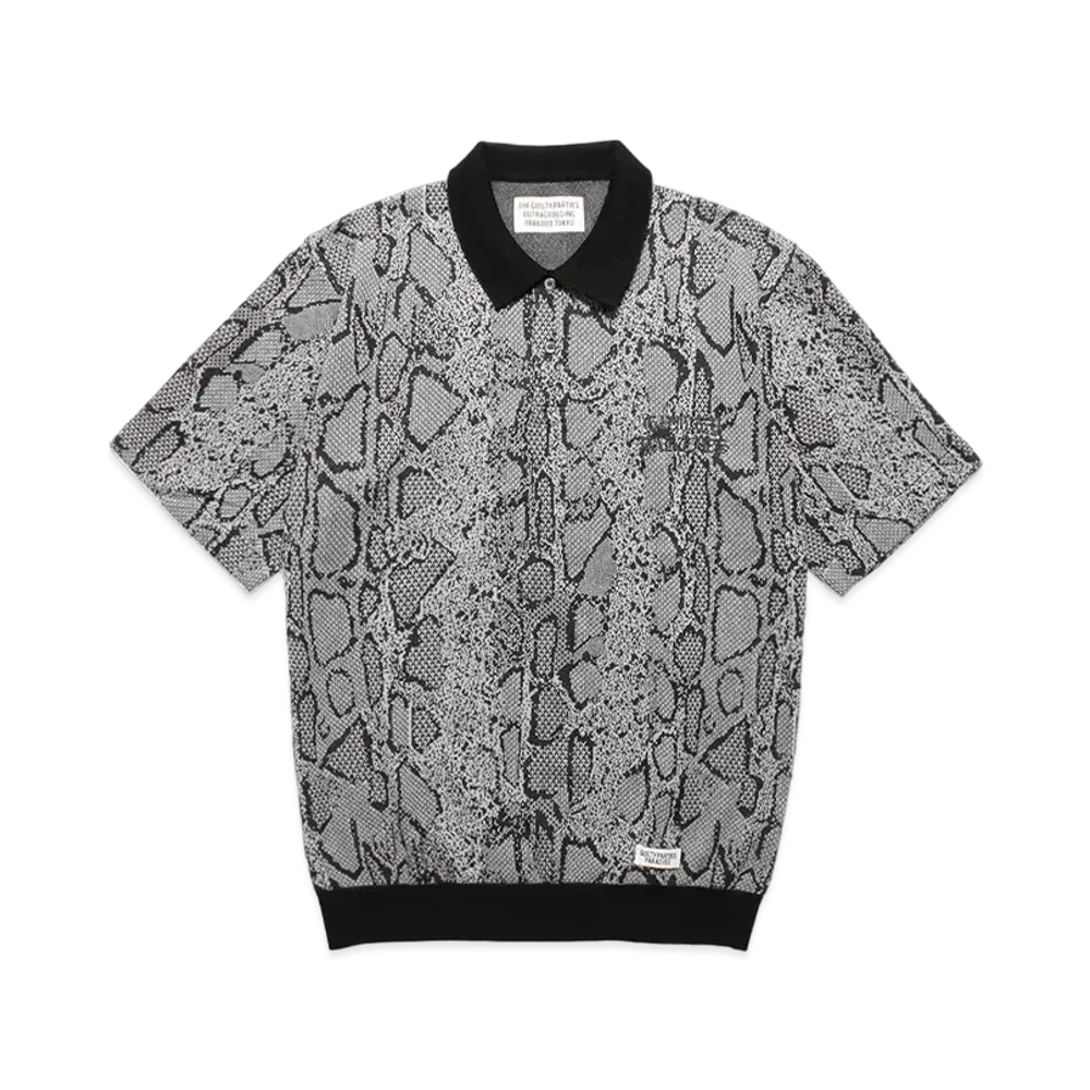 WACKO MARIA Python Jacquard Knit Polo Shirt "Gray"