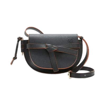 LOEWE Mini Gate Dual Bag In Pebble Grain Calfskin "Black"