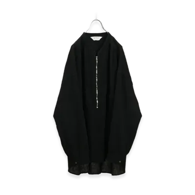 ANCELLM Crepe Half Zip Shirt "Black"