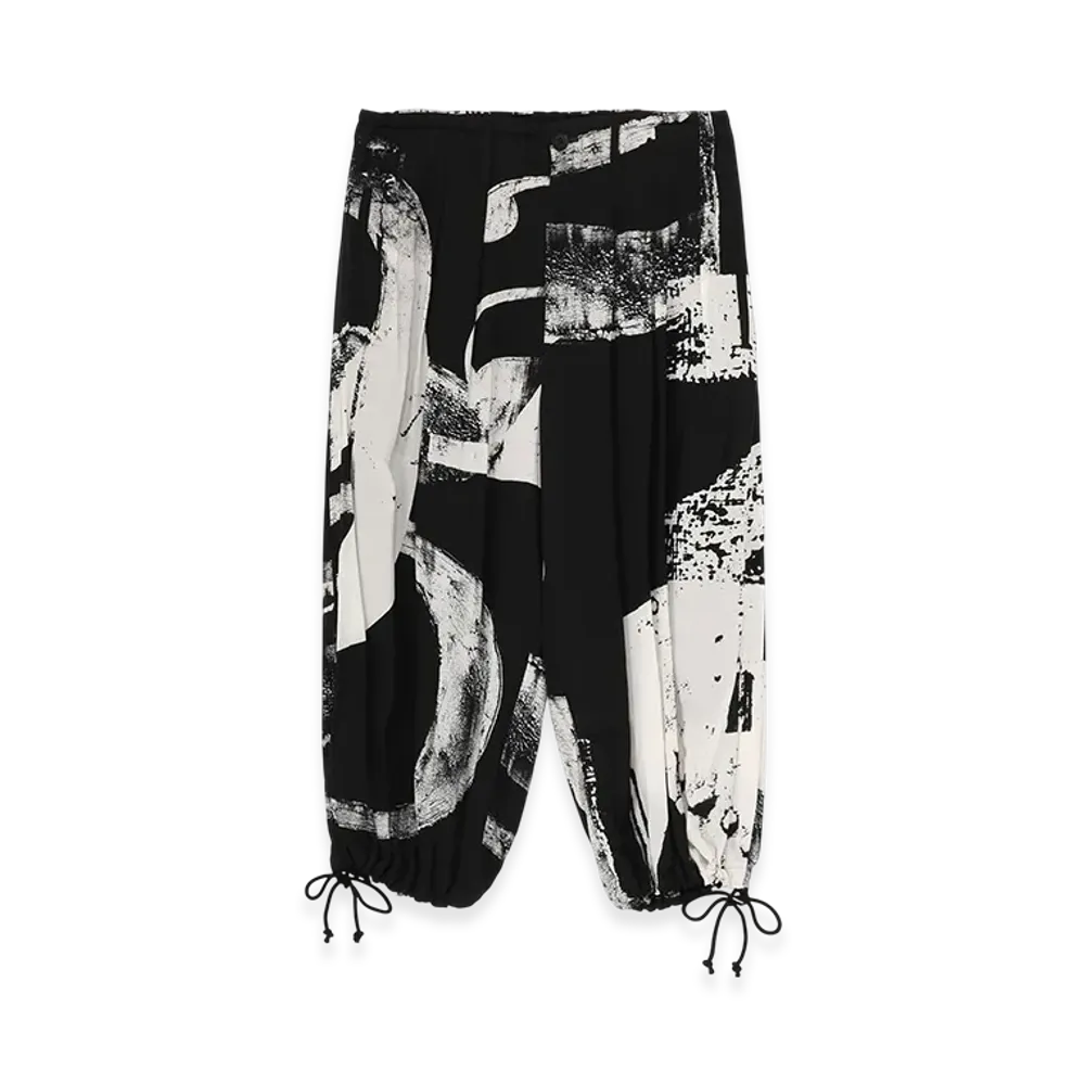 Ground Y Rayon Print Number Pattern Balloon Pants "Black/White"