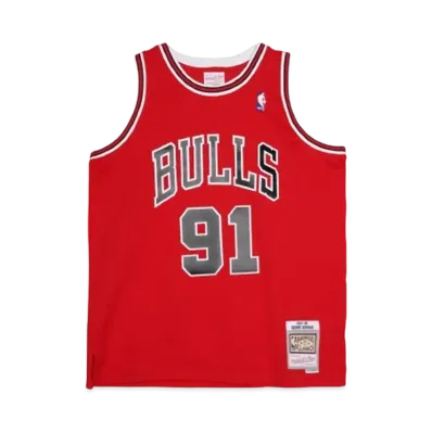 Mitchell&Ness NBA SWINGMAN ROAD JERSEY BULLS 97 DENNIS RODMAN "SCARLET"