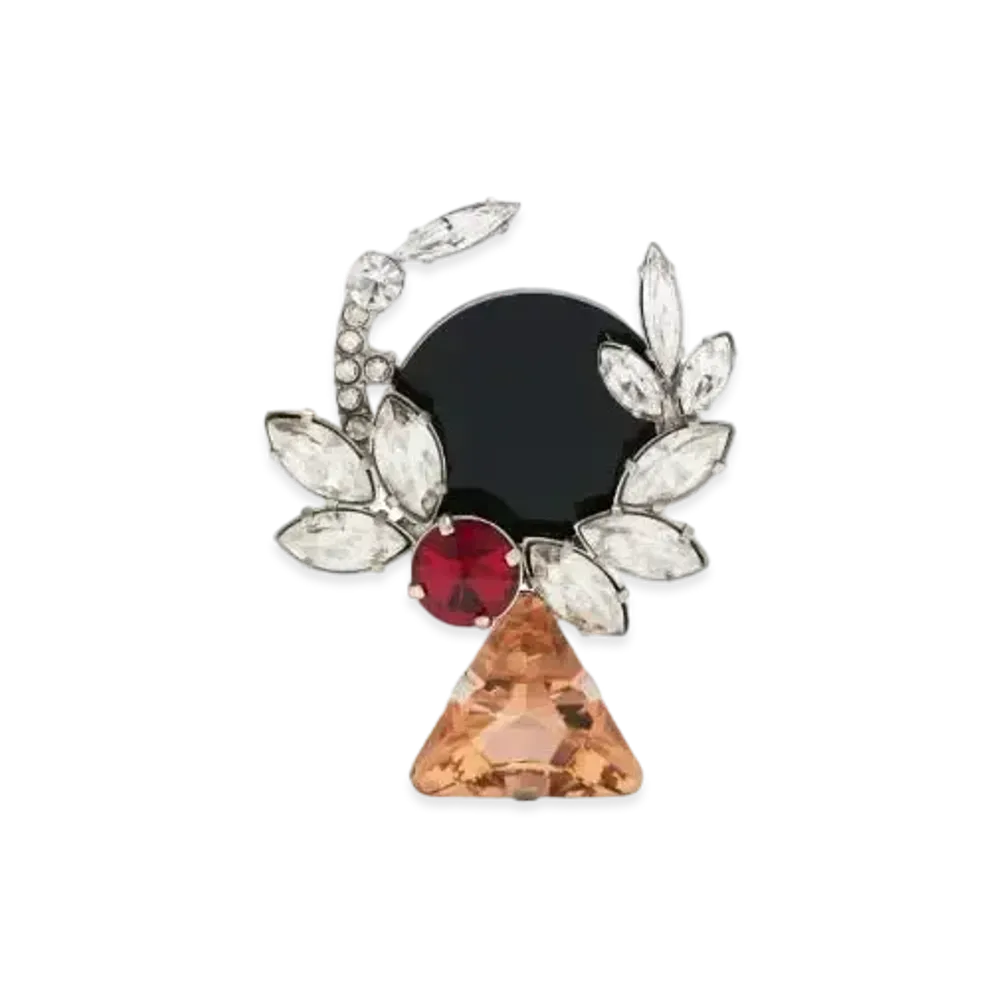 Maison Margiela Rhinestone Jewel Brooch "Black/Red/Orange"