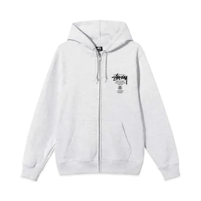 Stussy WORLD TOUR ZIP HOODIE "Grey"