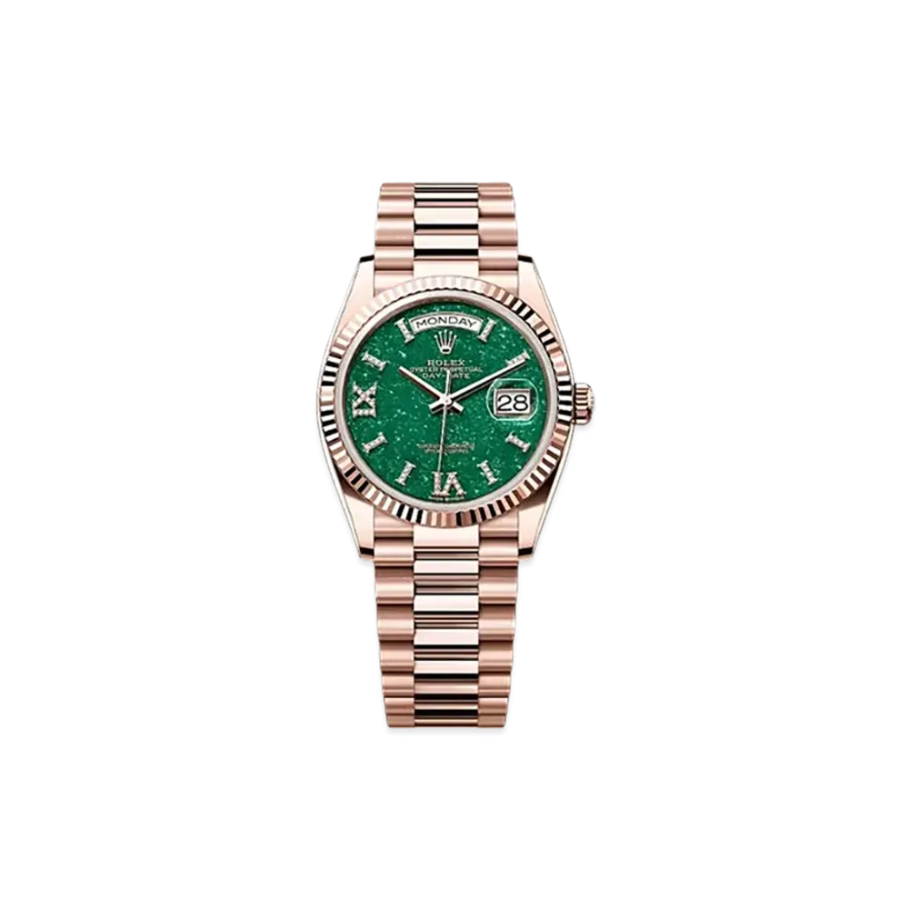 ROLEX Day-Date 36mm Everose Gold 128235 "Green Aventurine"