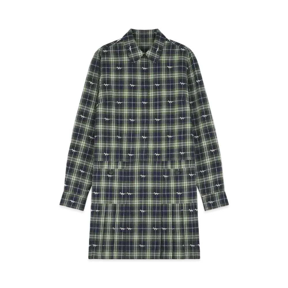 Maison Kitsune Pleated Mini Shirt Dress "Navy/Ash Tree"