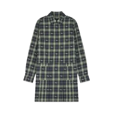 Maison Kitsune Pleated Mini Shirt Dress "Navy/Ash Tree"