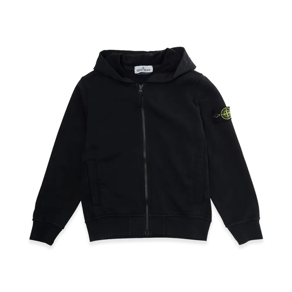 Stone Island Kids Logo Badge Hoodie "Black"