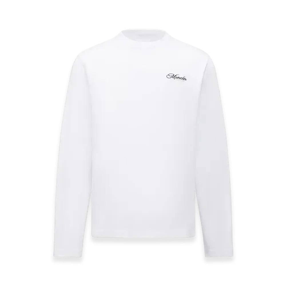 MONCLER Embroidered Logo Long Sleeve Cotton T-Shirt "White"
